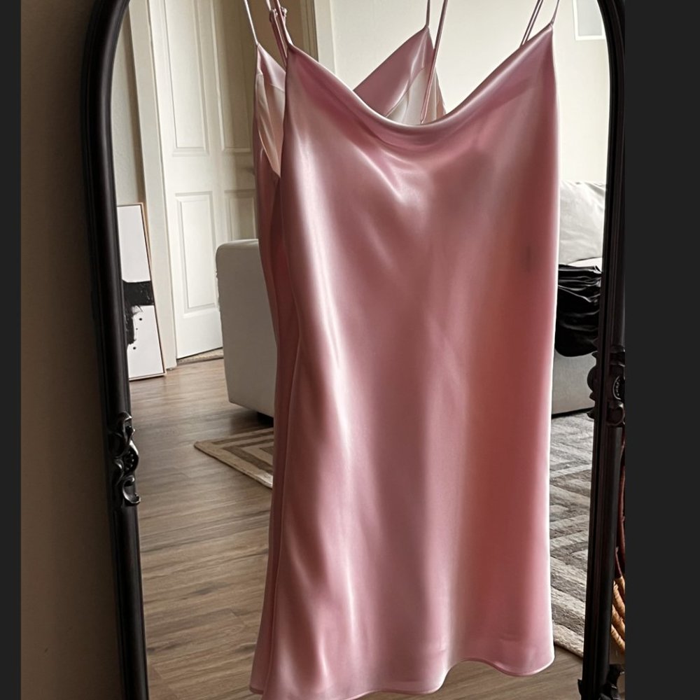 Hemline Pink Satin Slip Dress